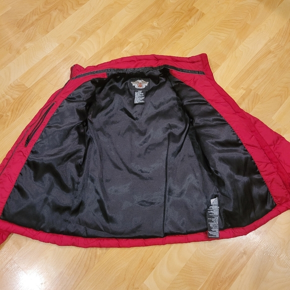 Harley Davidson Women's Duck Down Full Zip Puffer Jacket Size Small Tall - Picture 2 of 12